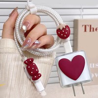 Funda Protectora 3D con Diseño de Cereza y Caramelo para iPhone, Protector de Cable de Datos de 20W, Funda Protectora para Cargador