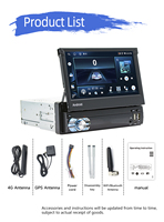 BQCC Autoradio Android 1 DIN avec enregistreur cassette et navigation GPS, écran HD rétractable de 7 pouces, lecteur multimédia vidéo et audio stéréo, sans lecteur DVD