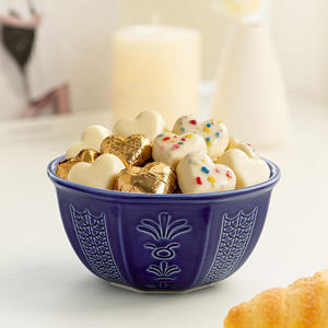 Tazón de Cerámica Personalizado Ecológico en Relieve de 6 Pulgadas, Estilo Bohemio, Azul Verde, para Ensaladas, Postres, Chocolate, Venta al por Mayor - Product Image 3