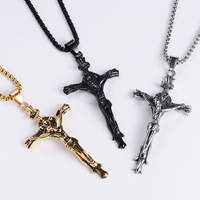 Pendentif pour homme en acier inoxydable, motif croix américaine, thème religieux chrétien et juif, pour les croyants