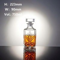 Carafe à whisky en verre cristal de luxe vide 750 ml, cadeau d'affaires classique transparent