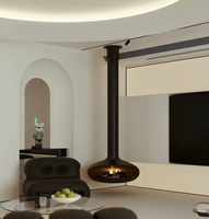 Cheminée suspendue UFO à flamme réelle pour hôtel et maison, décoration intérieure pour villa, moderne, OEM & ODM, haute qualité