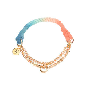 핫 잘 팔리는 손 짠 면 로프 Rainbow 꼰 Ombre All 이유 휴대용 Pet 개 <span class=keywords><strong>Collar</strong></span> 와 체인 - Product Image 6