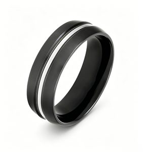 Bague en métal minimaliste personnalisée OEM, ajustement confortable, bicolore, avec zirconium, cadeau <span class=keywords><strong>d</strong></span>'anniversaire - Product Image 1