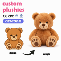 Peluche d'ours mignonne personnalisée OEM, jouet en coton PP, animal en peluche doux, cadeau d'anniversaire, vente en gros directe d'usine, cadeau pour enfants, CE CPC EN71 ASTM