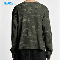 T-shirt à manches longues camouflage personnalisé pour homme, imprimé gaufré sur toute la surface, t-shirts surdimensionnés, 100% coton, haute qualité