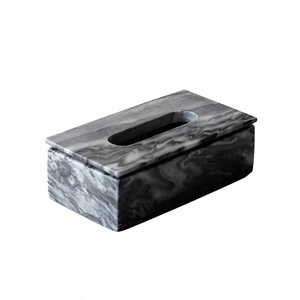 Portapañuelos de Mármol Decorativo, Cubierta de Papel Higiénico de Piedra Natural para Encimera, Mesa de Comedor, Baño, Oficina, Escritorio - Product Image 1