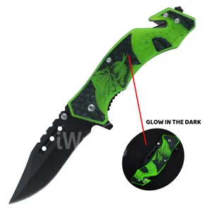 Glow Camping Knife Pocket Rope Cutter Folding Survival Knife with Glass Breaker