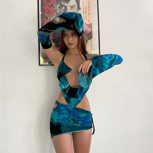 En gros Ensemble Femme Goth Fairy <span class=keywords><strong>Grunge</strong></span> Y2K pour Vacances : Chemise, Jupe et Robe d'Été à Taille Basse, Col Halter, Décolleté en V Profond et Dos Nu - Product Image 1