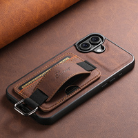 Coque de téléphone SUTENI pour iPhone 18 Pro Max avec dragonne, anneau de fixation, porte-cartes et support, en similicuir texture litchi, compatible 17 16Plus 15 14 13