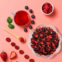 Thé aux fruits en vrac EU Framboise et Rhum, mélange frais de myrtilles, fraises et roselle séchées aromatisées