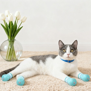 Accesorios de aseo de mascotas de plástico de silicona ajustables Anti-arañazos Baño Lavado Garra Pata Cubierta Protector Gato Perro Zapatos - Product Image 1