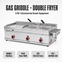 Équipement de cuisson commercial 2-en-1 de haute qualité : Machine à griller les sandwichs et plaque de cuisson avec brûleur intégré