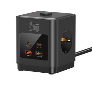 Enchufe múltiple EU PD25W con <span class=keywords><strong>2</strong></span> puertos USB-A y <span class=keywords><strong>2</strong></span> puertos USB-C, diseño tipo cubo <span class=keywords><strong>Rubik</strong></span>, con <span class=keywords><strong>3</strong></span> tomas y cable de extensión para el hogar - Product Image 3