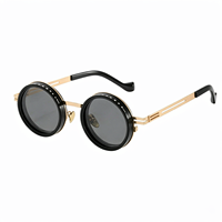 A20002 Nouvelles Lunettes de Soleil Créatives Unisexe Faites à la Main, Monture Ronde Complète en Métal Coloré, Polarisées et avec Filtre ND - Idéales pour les Voyages en Extérieur