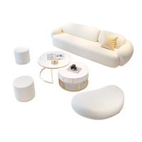 Ensemble de canapés de salon de beauté en tissu style crème, design moderne et simple, forme irrégulière, pour salon, petit appartement, bureau, réception