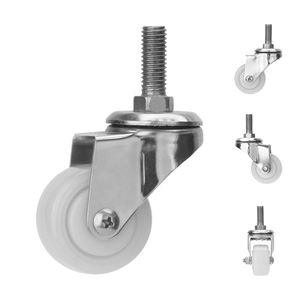 1,5 Zoll <span class=keywords><strong>40mm</strong></span> Nylon Edelstahl Lenk rolle Schraube Vorbau PA 304 Edelstahl poliertes Rad mit verriegeln der Schwenk bremse - Product Image 1