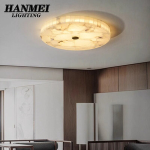 Plafonnier LED circulaire moderne et minimaliste de style chinois avec interrupteur en métal et marbre, CRI 95 élevé pour chambre à coucher HM-Y - Product Image 5