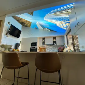 Suspensi Dipasang Di Langit-langit Pvc Plafon Film dengan Efek 3D untuk Dekorasi Rumah