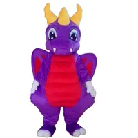 Dinosaurio adulto traje/traje de dragón púrpura traje de la mascota para adultos