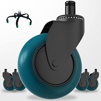 Roulettes de chaise de bureau avec lumières rvb, 3 pouces, double roulement à billes, remplacement de chaise de jeu d'ordinateur, roulettes à tige filetée