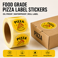 Autocollants adhésifs personnalisés transparents biodégradables avec impression couleur pour emballages de boîtes à emporter, étiquettes pour boîtes à pizza à emporter