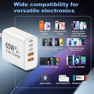 <span class=keywords><strong>Cargador</strong></span> Rápido USB C HYTO GaN de 65W, Enchufe de Pared USBC, Cubo de Carga para Teléfono con 6 Puertos Tipo C, Adaptador de Corriente Multipuerto - Product Image 6