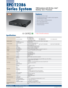 Système informatique embarqué série Epc-t2286, Thin Barebone avec processeur de 8e génération. Processeur Core I5, design sans ventilateur, en stock, 12e/13e génération - Product Image 6