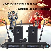 Microphone cravate filaire professionnel omnidirectionnel à condensateur pour scène, avec fixation oreille ou poitrine, pour performances (un émetteur pour deux micros)