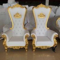 Chaises en bois à dossier haut pour enfants, canapés de luxe en bois, adaptés pour un mariage, Queen Royal, bon marché, vente en gros