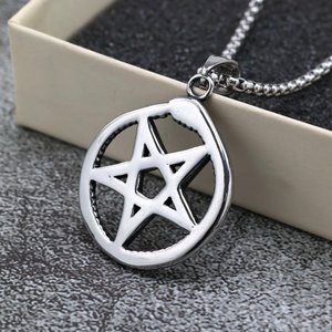 Yunnique Stainless Steel Men's Pendant Viking <b>Snake</b> Pentagram Charm Star Shape Geometric Asymmetry Themed Jewelry Gift Clothing - Product Image 2