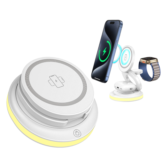 Electronic Gadgets Chargers Adapters 3 in 1 Wireless Charger 15W Fast Charging for Mobile Phone Earphone Smart Watches 2025
