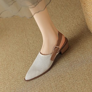 Femmes 2025 été respirant volant tissé Baotou <span class=keywords><strong>talon</strong></span> épais ouvert <span class=keywords><strong>talon</strong></span> moyen pointu maille chaussures petite taille hiver extérieur - Product Image 1