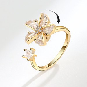 Anillos De Mujer Gold <b>Ring</b> Design Windmill Rotating Anxiety Stress Relief Copper Fidget <b>Spinner</b> <b>Ring</b> - Product Image 1
