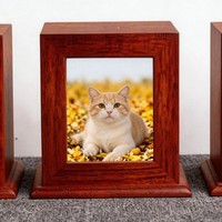 Urna Funeraria de Madera para Mascotas, Estilo Americano y Europeo, con Marco para Fotos, Ecológica y Biodegradable, para Perros y Gatos