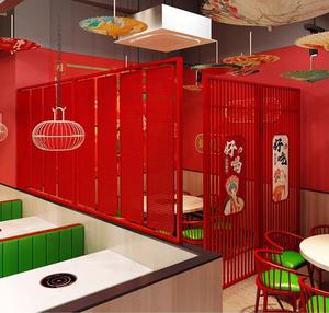 Biombo Giratorio de Hierro Forjado Rojo para Decoración de Entrada de Restaurante con Diseño Personalizado Calado - Product Image 6