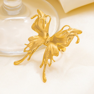 Bague papillon en acier inoxydable, ouverte, pour l'index, bijou fantaisie, accessoire de fête pour femme - Product Image 4