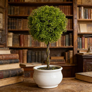 Boule de topiaire en cèdre artificiel réaliste, feuillage vert moelleux, tige en spirale, écologique, durable, <span class=keywords><strong>arbre</strong></span> artificiel pour intérieur/extérieur - Product Image 6