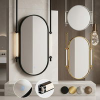 Miroir de salle de bain LED en acier inoxydable, rétroéclairé, avec cadre, pour hôtel, spa, anti-buée, moderne, mural, décoratif