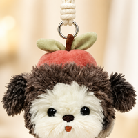 En gros, Porte-clés mousqueton en peluche écologique douce de 10 cm, forme 3D, motif léopard, boule de fourrure, fleur de voiture, dessin animé, pendentif de sac, cœur