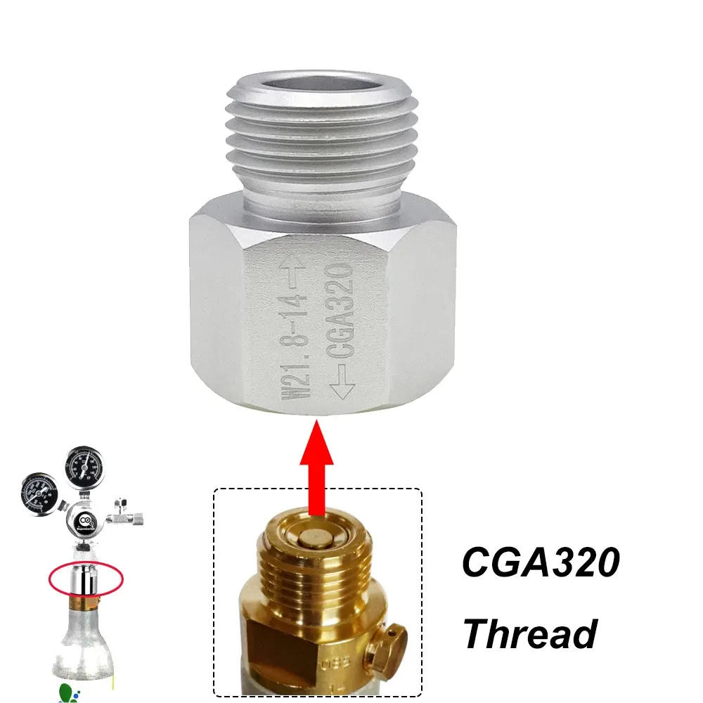 Convertor Female CGA320 to Male W21.8-14 CO2 Cylinder Canister Tank Regulator Adapter For Aquarium,Homebrew Beer