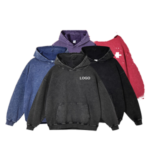 Nueva Llegada Otoño Invierno Sudadera con Capucha Bordada Forrada Estilo Vintage 300gsm 100% Algodón Corte Regular Unisex - Product Image 2