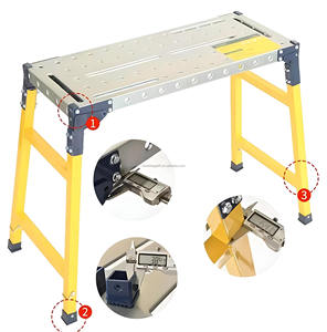 Plateforme de travail industrielle 500 kg et banc de travail portable : Nouveau type d'échafaudage mobile pliable avec marchepied de sécurité et échelle intégrée - Product Image 4