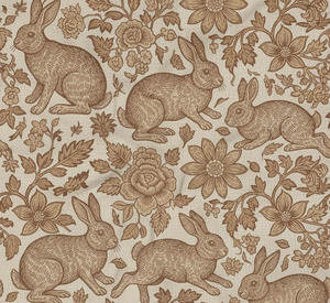 Tissu en coton imprimé motif lapin mignon et jardin botanique, vendu au mètre, tissu en coton de qualité supérieure pour la couture, la confection de robes, chemises et accessoires - Product Image 6