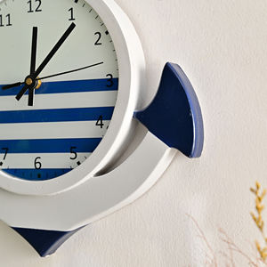 Reloj de Pared Rústico de Cuarzo para Decoración del Hogar, Diseño de Ancla Oceánica, Estilo Still Life, de Madera, con Agujas, Funciona con Batería, 30 mm - Product Image 5