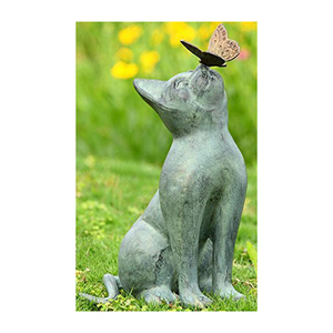 Estátua de bronze de borboleta, animal de resina de gato, escultura de jardim ao ar livre