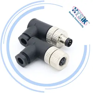 M8 right angle plug China connector factory Waterproof IP67 90 Degree Male Plug 3 pin Field Wireable Unshiled Connector