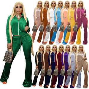 Private Label Latest Design Custom logo Blank Women Ladies Sport <strong>Velour</strong> <strong>Tracksuit</strong> - Product Image 6