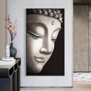 Chất lượng cao 100% handmade bức tranh tường Hand Painted trang trí nội thất trang trí tường tác phẩm nghệ thuật trên vải lớn Phật mặt sơn dầu