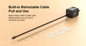 Kyt 65W gan đa cổng có thể thu vào USB-C thông minh có thể gập lại tường cắm cáp tương thích EU/chúng tôi ổ cắm OTP máy tính xách tay sạc điện thoại - Product Image 4